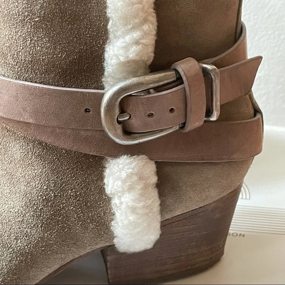 Belle by Sigerson Morrison Laica Gray Suede  Faux Fur Lined Booties size 7.5B - Picture 13 of 16